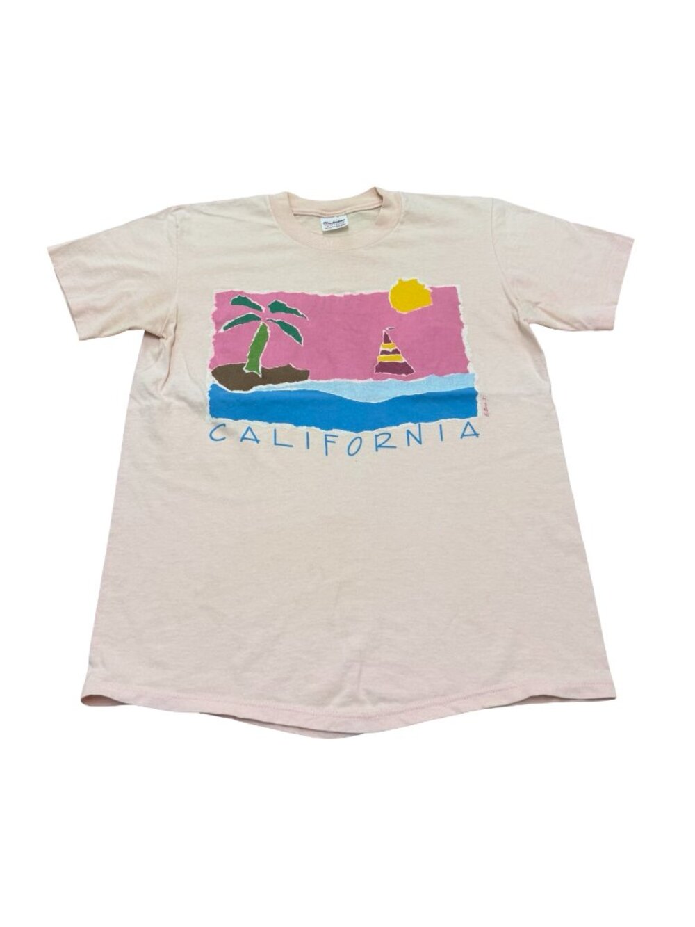 Vintage 1990s California Graphic T Shirt Made in USA Peach Cotton Tee